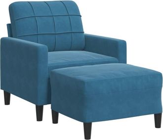 vidaXL Sill&oacute;n Con Taburete Terciopelo Azul 60 Cm Vidaxl