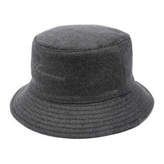 Jacquemus Hats, female, Gray, Size: 58 CM Le Bob Cachemiro Bucket Hat