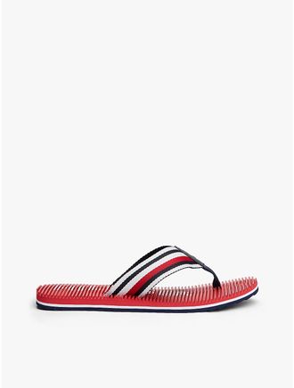 Tommy Hilfiger Mens Striped Flip-Flop - Red - US 7 / EU 39.5