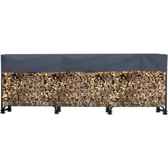 Quick-Star Quick-star - Metall Kaminholzregal 272 X 25 X 95 Cm Mit Schutzh&uuml;lle Garten Kaminholzunterstand 1,0 M&sup3; / 1,5 Srm Stapelhilfe