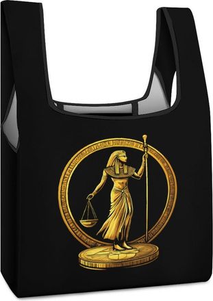 Generic Ancient Egyptian Golden Pharoah Coin Shopping Bag Reusable Grocery Tote Bag Foldable Handbag for Travel Picnic