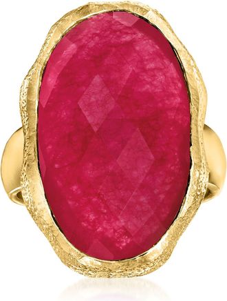 Ross-Simons Pink Quartz Ring in 18kt Gold Over Sterling