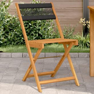 vidaXL Vidaxl - Sillas De Bistr&oacute; 2 Uds Madera Maciza De Acacia Y Cuerda Negro
