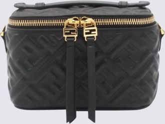 Fendi Black Leather Vanity Top Handle Bag