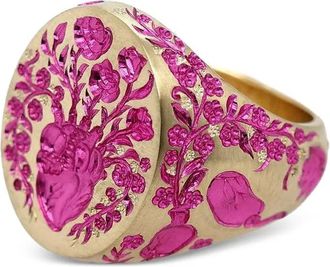 Castro Smith 9kt geelgouden zegelring met hart