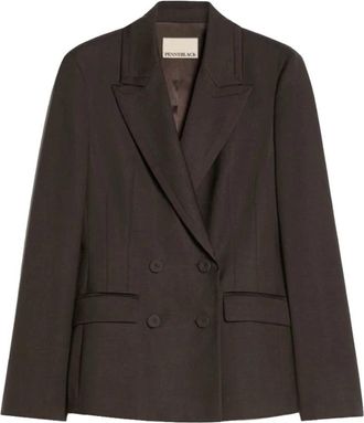Pennyblack Pbbcapanna Slim Double-breasted Blazer - Dames - Blazers - Bruin - M - Leer - Jassen