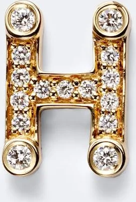 Sophie Bille Brahe Initial Petite H 18kt gold single earring with diamonds
