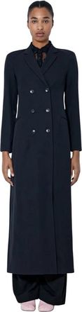 Dries Van Noten Ronna Double-Breasted Wool Coat - Dames - Mantel - Zwart - XS - Wol - Jassen