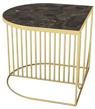 AYTM Marmor Design Beistelltisch Sino 50 x 50 cm - Braun/Gold