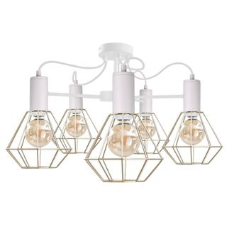 Netlighting Lars Multi Arm Semi Flush Ceiling Light White 60cm 5x E27