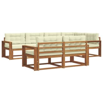 vidaXL Conjunto De Sof&aacute;s De Exterior Con Coj&iacute;n 7 Pcs Natural Y Crema Vidaxl