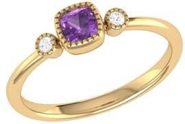 LuvMyJewelry Cushion Cut Amethyst & Diamond Birthstone Ring in 14K Gold in Yellow Gold at Nordstrom, Size 7.5