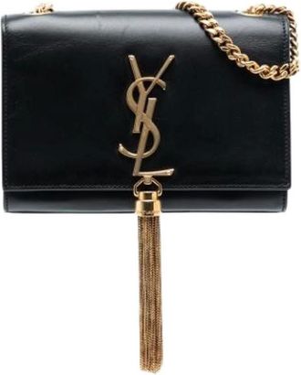 Saint Laurent Pre-owned Cross Body Bags, female, Black, Size: ONE SIZE Pre-owned Leather Crossbody Bag