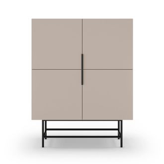 DRAWER Aparador alto de 4 puertas en madera y metal H128cm - Beige
