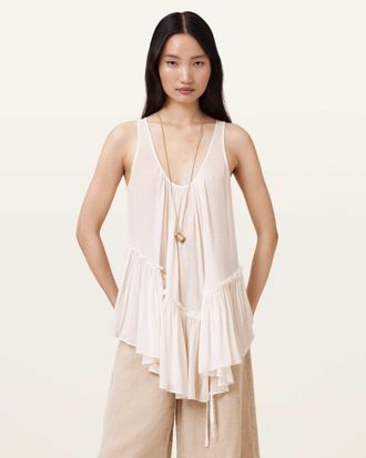 AllSaints Viscose Rach Tiered Layer Top, Size: UK 16/US 12