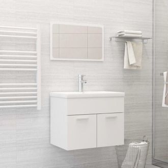 vidaXL Set Mobili da Bagno Bianco in Legno Multistrato vidaXL