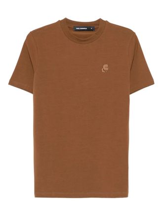 Karl Lagerfeld embroidered logo T-shirt - Brown
