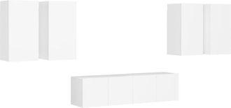 vidaXL Set De Muebles De Sal&oacute;n Tv 6 Piezas Madera De Ingenier&iacute;a Blanco Vidaxl