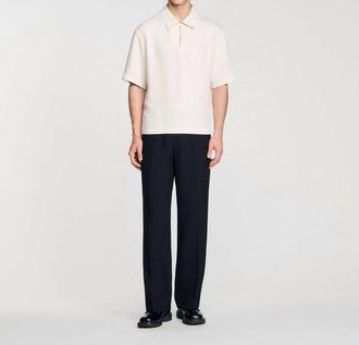 Sandro Loose Fit Shirt With Zipped Collar In White