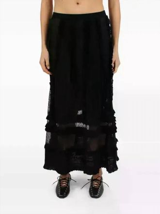 Ulla Johnson Womens Vivian Knit High Waist Midi Skirt In Noir