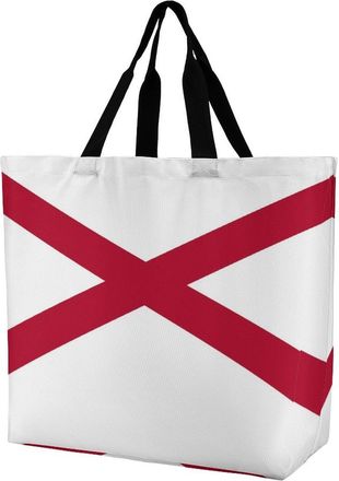 Generic Flag of Alabama Tote Bag Reusable Grocery Shopping Bags Large Travel One Shoulder Handbag for Picnic Work