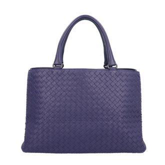 Bottega Veneta Purple Leather Handbag Tote Bag (Pre-Owned)