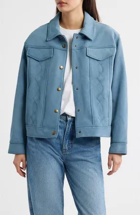 Frye Cow Split Leather Jacket in Blue at Nordstrom, Size Xx-Large