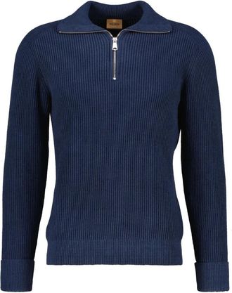 Mos Mosh Porter Maglia Girocollo Zip Corta - - Knitwear - Uomo - Blu - M