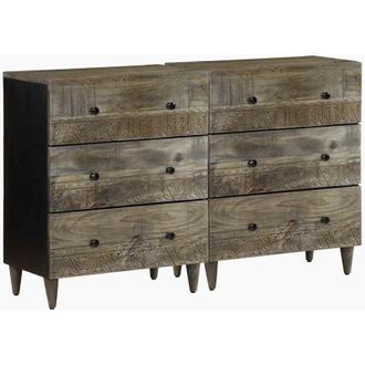 vidaXL Aparadores 2 Uds De Madera Maciza De Mango Gris Claro Vidaxl
