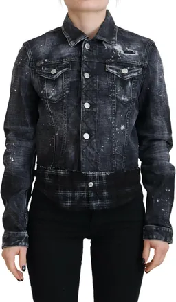 Dsquared2 Dsquared&sup2; Washed Cotton Distressed blue Womens Jacket (Pre-Owned)