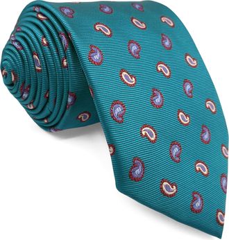 Shlax & Wing Blue Green Teal Blue Tie Necktie for Men Paisley Wedding Party Groomsmen Woven Extra Long 63