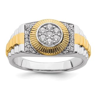 Diamond2Deal 10k Two-tone Lab Grown Diamond Wedding Band Ring 0.33Ct Clarity- VS Color- G-H