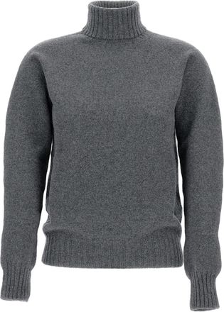 Drumohr Flat-Knit Wool Turtleneck Sweater With Ribbed Details