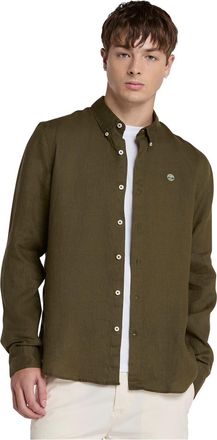 Timberland Mens Mill Brook Linen Leaf Green Long Sleeve Plain Shirt in - Size Medium