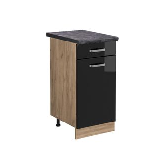 Vicco Mueble Bajo De Cocina R-line, Negro Brillo Intenso, 40 Cm, Et Antracita, Vicco