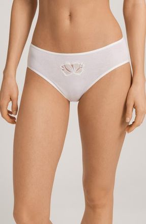 Hanro Kalea Embroidered Inset Cotton Briefs in Off White at Nordstrom, Size X-Large