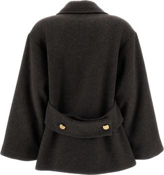 P.A.R.O.S.H. Brown Double-Breasted Wool Peacoat