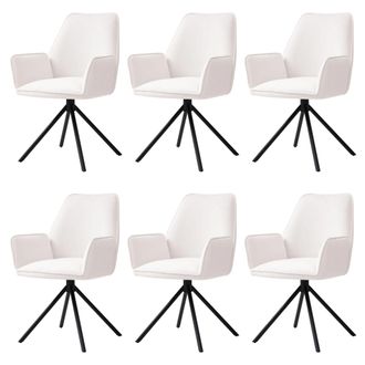 Hhg Juego De 6 Sillas De Comedor Hhg 851, Reposabrazos Para Silla De Cocina, Posici&oacute;n Autom&aacute;tica Giratoria, Terciopelo Mvg, Crema-beige, Patas Negras