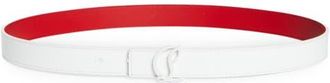 Christian Louboutin Loubi54 Reversible Leather Belt in Bianco/Loubi at Nordstrom, Size 80