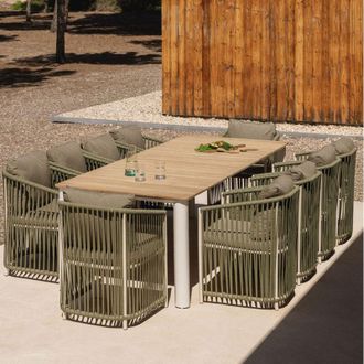 Sklum Set De Mesa Rectangular 260x100 Cm En Aluminio Y Madera De Teca Sirka Y 10 Sillas De Jard&iacute;n En Aluminio Sophie Sklum