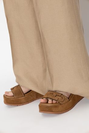 Hogan Suede Platform Sandals H703, Womens, Brown