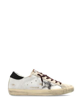 Golden Goose Distressed White Leather Low-Top Sneakers with Signature Star Detail