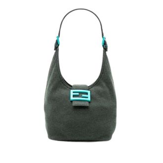 Fendi Pre-owned Katoenen Schoudertas - Dames - Pre-owned - Groen - Maat: ONE Size Katoen