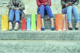 Queence Acrylglasbild »Einkaufstüten«