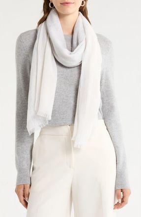Nordstrom Checker Cashmere Scarf in Grey- Ivory at Nordstrom
