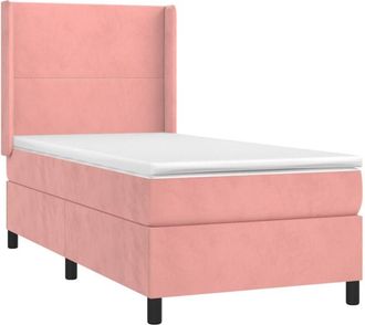 vidaXL Cama Box Spring Colch&oacute;n Y Led Terciopelo Rosa 80x200 Cm Vidaxl