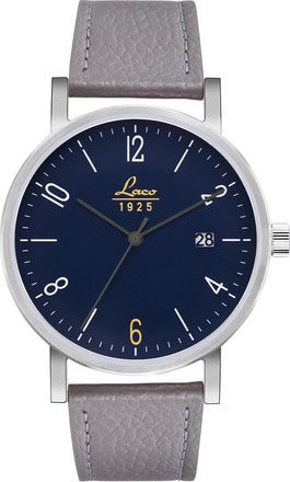 Laco Mens Mens Automatic Mechanical Watch with Date,Classic Series,862070N - Dark Grey Leather - One Size
