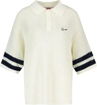 Kenzo Mens Crochet Cotton Polo White