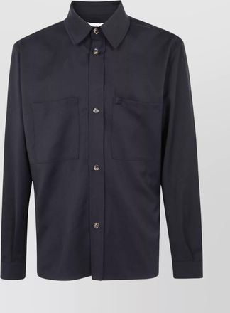 Laneus long sleeve wool shirt with chest pockets