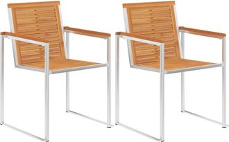vidaXL Vidaxl - Sillas De Jard&iacute;n 2 Uds Madera Maciza Acacia Y Acero Inoxidable